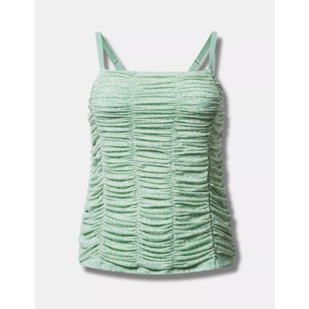 Torrid Women's Plus Hemlock Mint & Cream Mesh Shirred Cami Top Size 2 2X New
